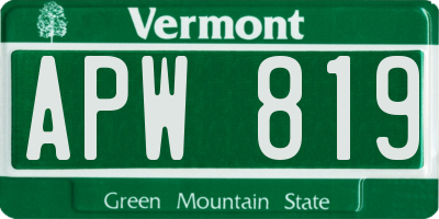 VT license plate APW819