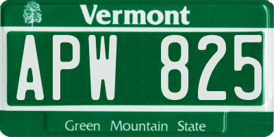 VT license plate APW825
