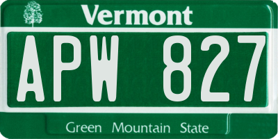 VT license plate APW827