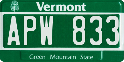 VT license plate APW833