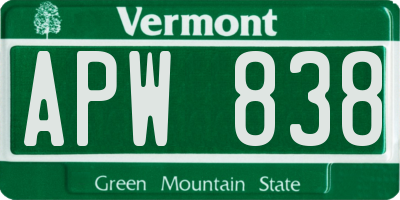 VT license plate APW838