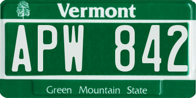 VT license plate APW842