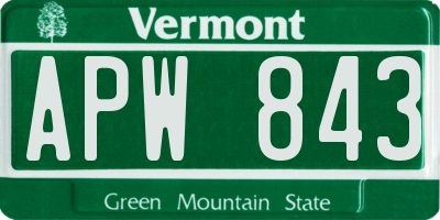 VT license plate APW843