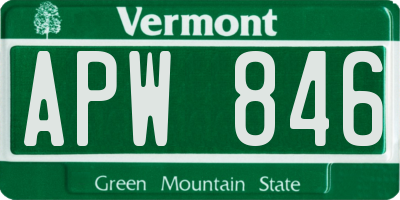 VT license plate APW846