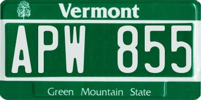 VT license plate APW855