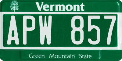 VT license plate APW857