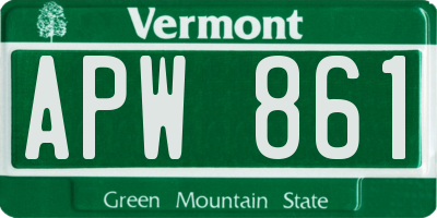 VT license plate APW861