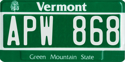VT license plate APW868
