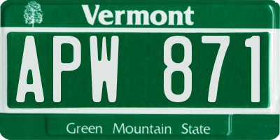 VT license plate APW871