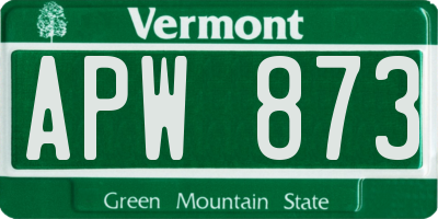 VT license plate APW873
