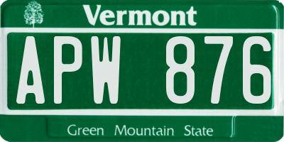 VT license plate APW876