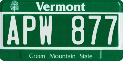 VT license plate APW877