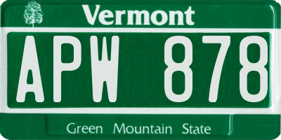 VT license plate APW878