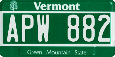 VT license plate APW882