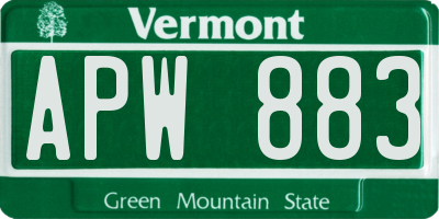 VT license plate APW883
