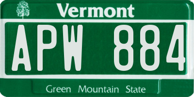VT license plate APW884