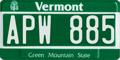 VT license plate APW885