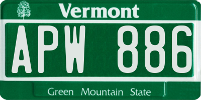 VT license plate APW886