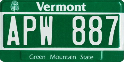 VT license plate APW887