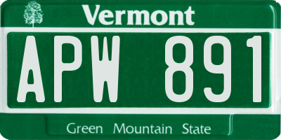 VT license plate APW891
