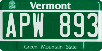 VT license plate APW893