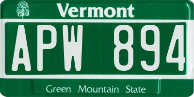 VT license plate APW894