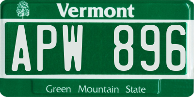VT license plate APW896