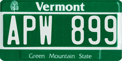 VT license plate APW899