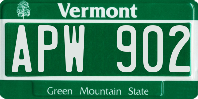 VT license plate APW902