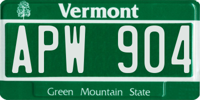 VT license plate APW904