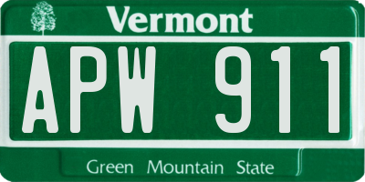 VT license plate APW911