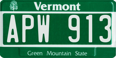 VT license plate APW913