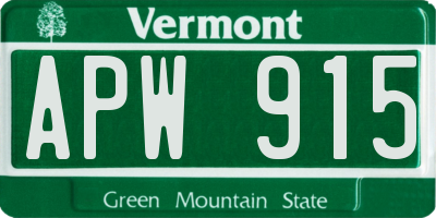 VT license plate APW915