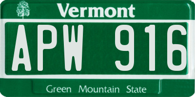 VT license plate APW916
