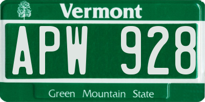 VT license plate APW928