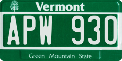 VT license plate APW930