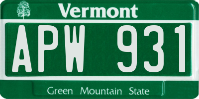 VT license plate APW931