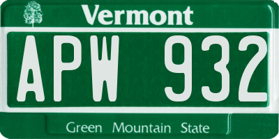 VT license plate APW932