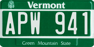 VT license plate APW941