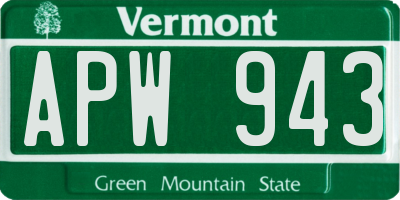 VT license plate APW943