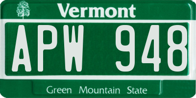 VT license plate APW948