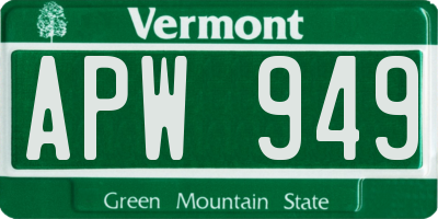 VT license plate APW949