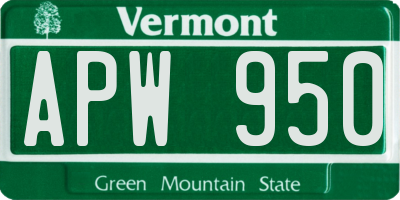 VT license plate APW950