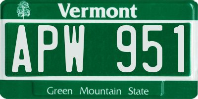 VT license plate APW951