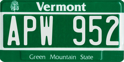 VT license plate APW952