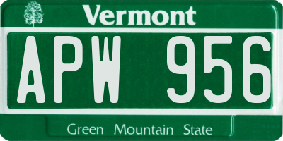 VT license plate APW956
