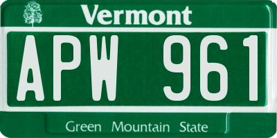 VT license plate APW961