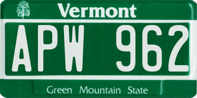 VT license plate APW962