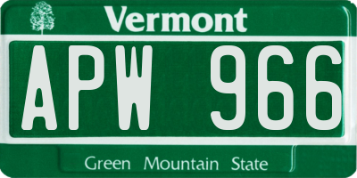 VT license plate APW966