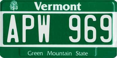 VT license plate APW969